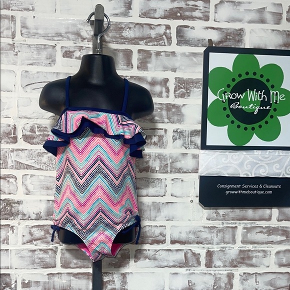 Limited Too Multicolor Chevron Kids Swim One Piece - Picture 1 of 6